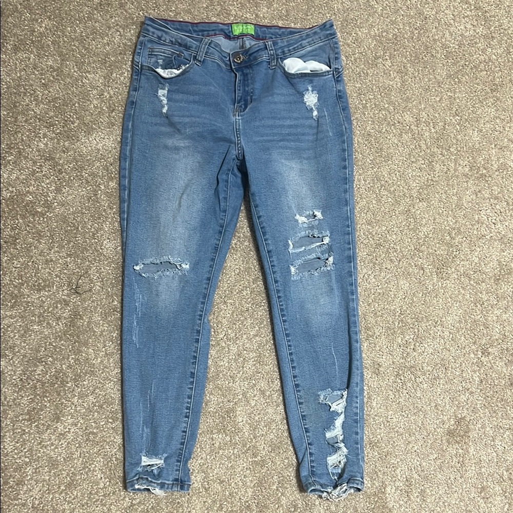 Distressed Blue Jeans